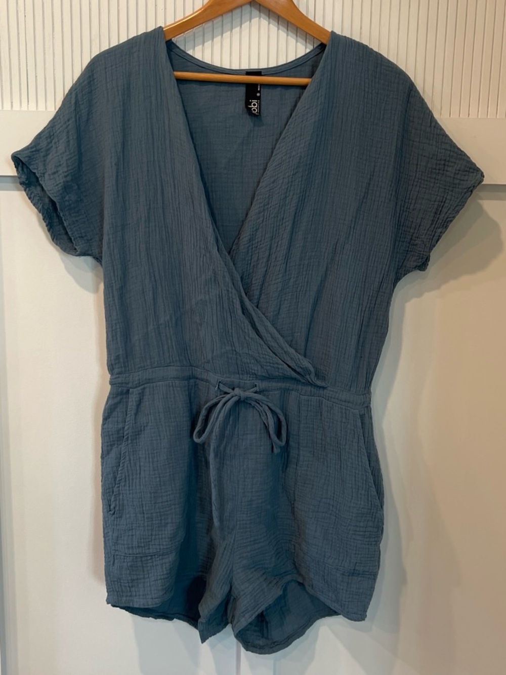 bobi Slate Blue Short Sleeve Romper